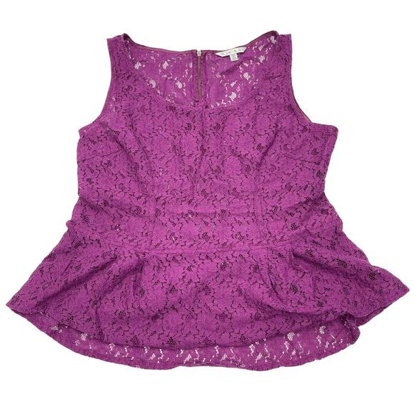 Y2K 2000s CAbi Top Womens Size M Purple Peplum Lace Sheer Style #131  Babydoll - Picture 1 of 5